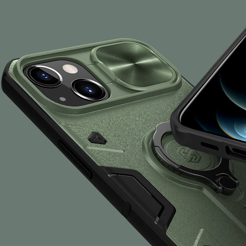 Купить TPU+PC чехол Nillkin CamShield Armor no logo (шторка на камеру) для Apple iPhone 14 (6.1") (Зеленый) на vchehle.ua