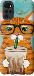 Чохол Зеленоокий кіт в окулярах на Motorola G22
