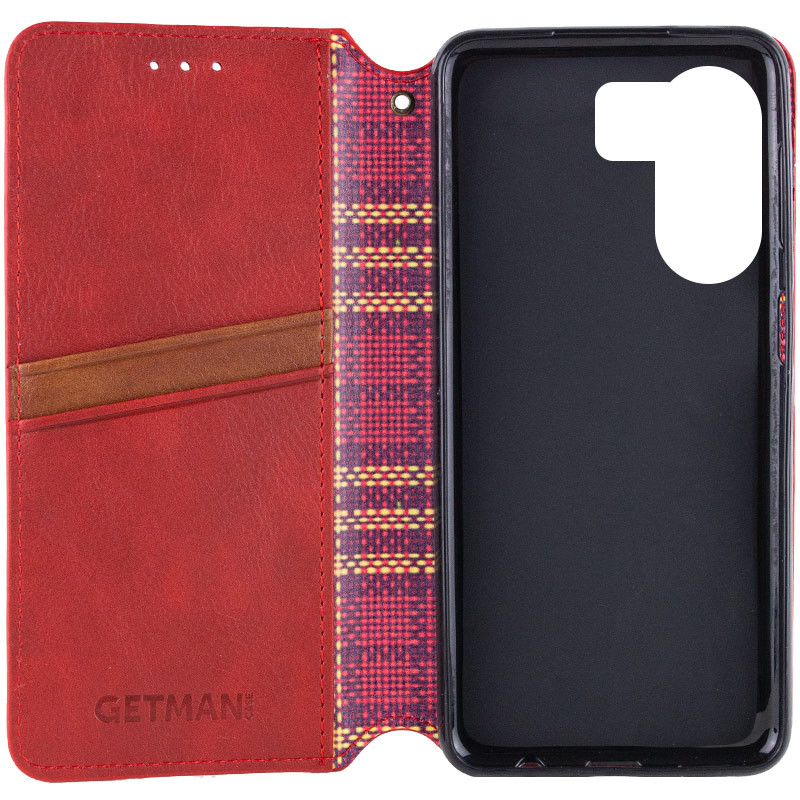 Фото Шкіряний чохол-книжка GETMAN Cubic (PU) на Xiaomi Redmi 13C / Poco C65 (Червоний) в маназині vchehle.ua