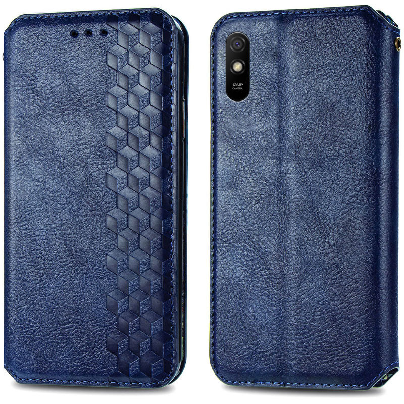 Фото Шкіряний чохол книжка GETMAN Cubic (PU) на Xiaomi Redmi 9A (Синій) на vchehle.ua