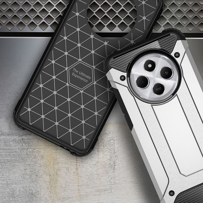 Броньований протиударний TPU+PC чохол Immortal на Xiaomi Redmi 14C / Poco C75 (Срібний) в магазині vchehle.ua