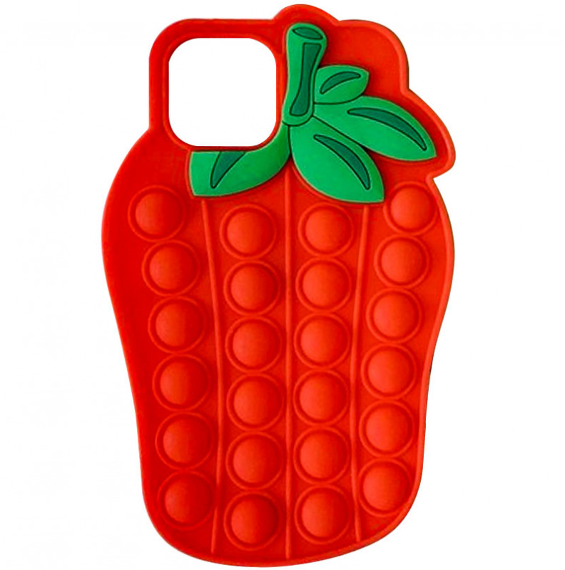 

Фигурный силиконовый 3D чехол-антистресс Pop it Bubble Клубника для Apple iPhone 11 Pro Max (6.5") (Красный) 1160147