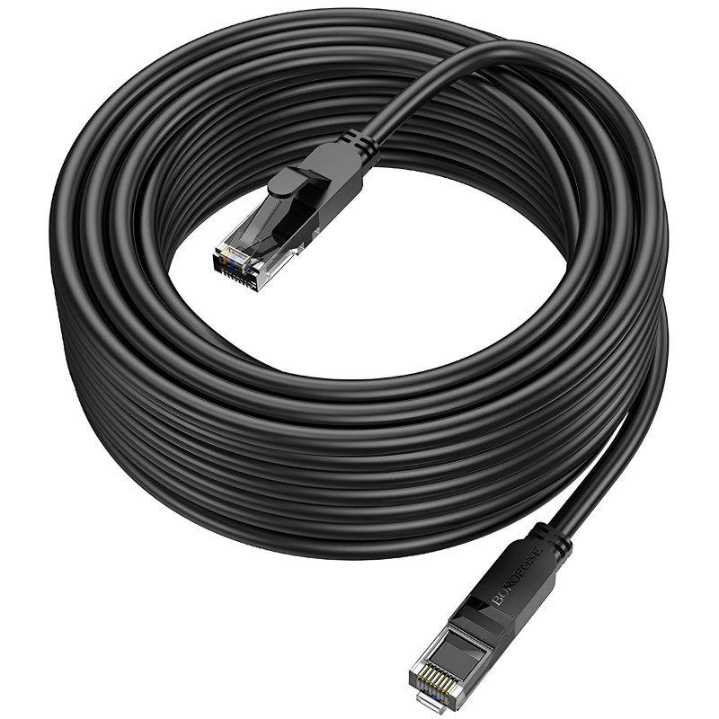 Купить Кабель (патч-корд) Borofone BUS01 Category 6 Gigabit (8m) (Black) на vchehle.ua