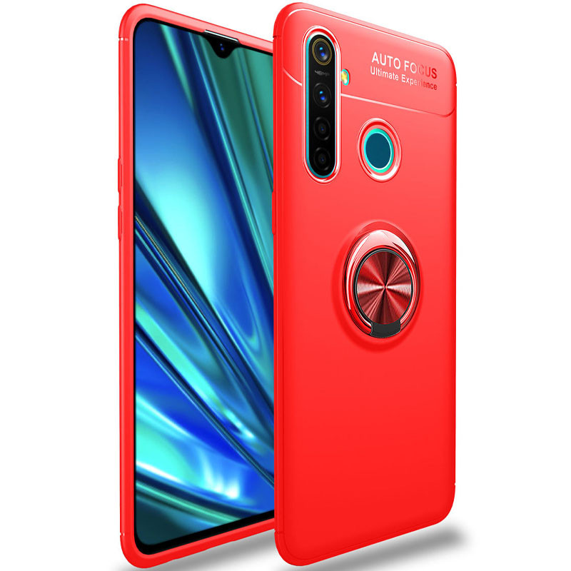 

TPU чехол Deen ColorRing под магнитный держатель (opp) для Realme 5 Pro (Красный / Красный) 937930