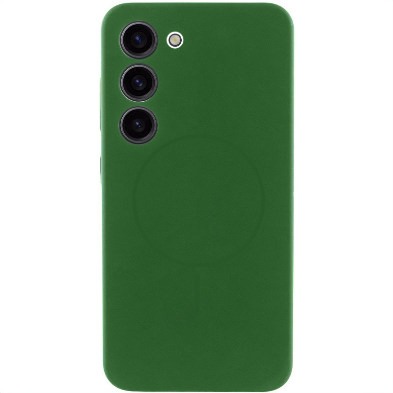Чехол Silicone Cover Lakshmi Full Camera (AA) with MagFit для Samsung Galaxy S23 (Зеленый / Dark green)