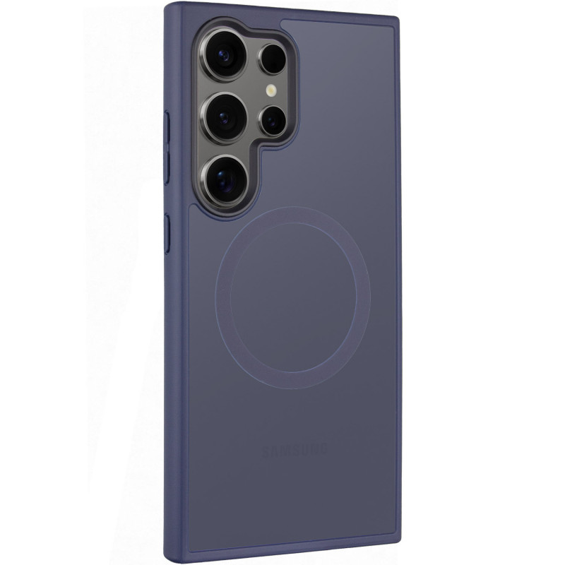 TPU+PC чехол Metal Buttons with  Magnetic Safe Colorful для Samsung Galaxy S25 Ultra (Синий / Navy Blue)