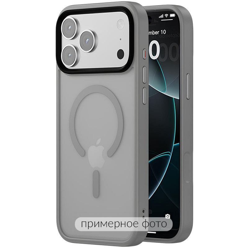 TPU+PC чохол Metal Buttons with Magnetic Safe Colorful на Apple iPhone 17 (6.3") (Сірий / Grey)