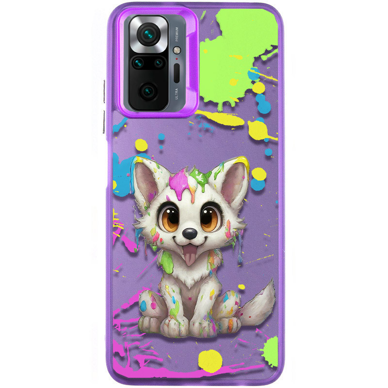 TPU+PC чохол TakiTaki Graffiti magic glow на Xiaomi Redmi Note 10 Pro / 10 Pro Max (Cute wolf / Purple)