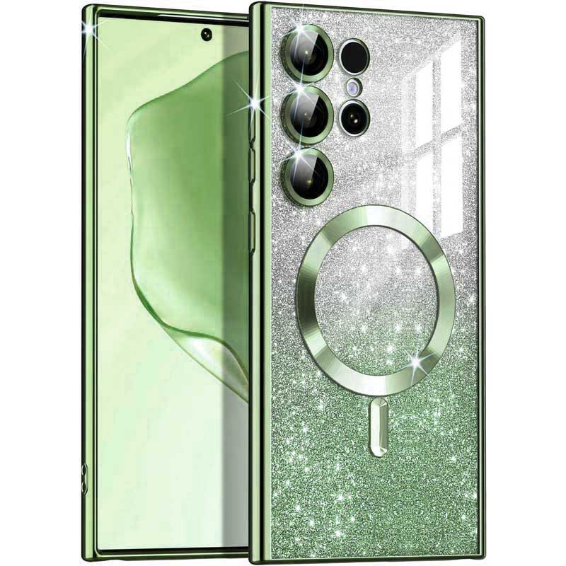 TPU чехол Delight case with Magnetic Safe с защитными линзами на камеру для Samsung Galaxy S23 Ultra (Зеленый / Green)