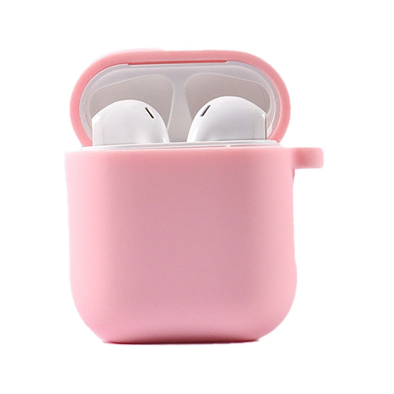 Силиконовый футляр с микрофиброй для наушников Airpods 1/2 (Розовый / Pink)