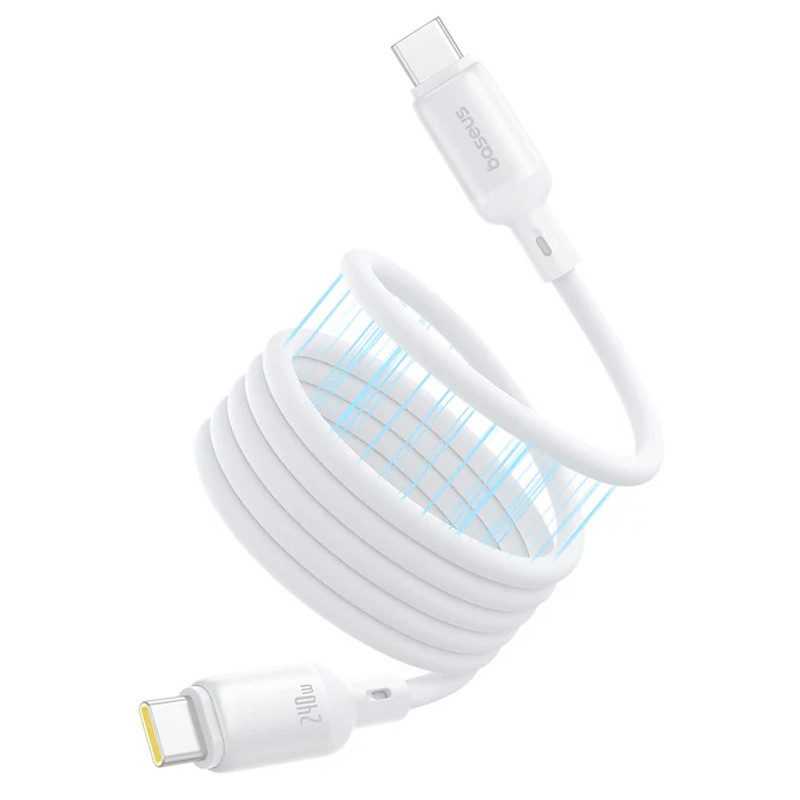 Фото Дата кабель Baseus PicoGo Magnetic Liquid Silicone Type-C to Type-C 240W (1m) (P10376800) (Moon White) в магазине vchehle.ua