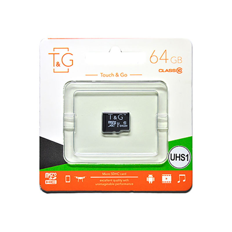 

Карта пам'яті T&G microSDXC (UHS-1) 64 GB class 10 (без адаптера) (Чорний) 1086405