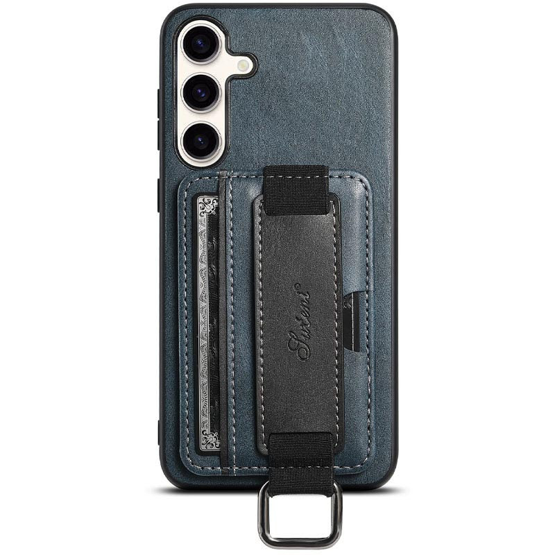 Шкіряний чохол Wallet case and straps на Samsung Galaxy S24+ (Синій / Blue)