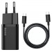 МЗП Baseus Super Si Quick Charger 1C 25W + Cable Type-C to Type-C 3A (1m) (TZCCSUP-L) (Чорний)