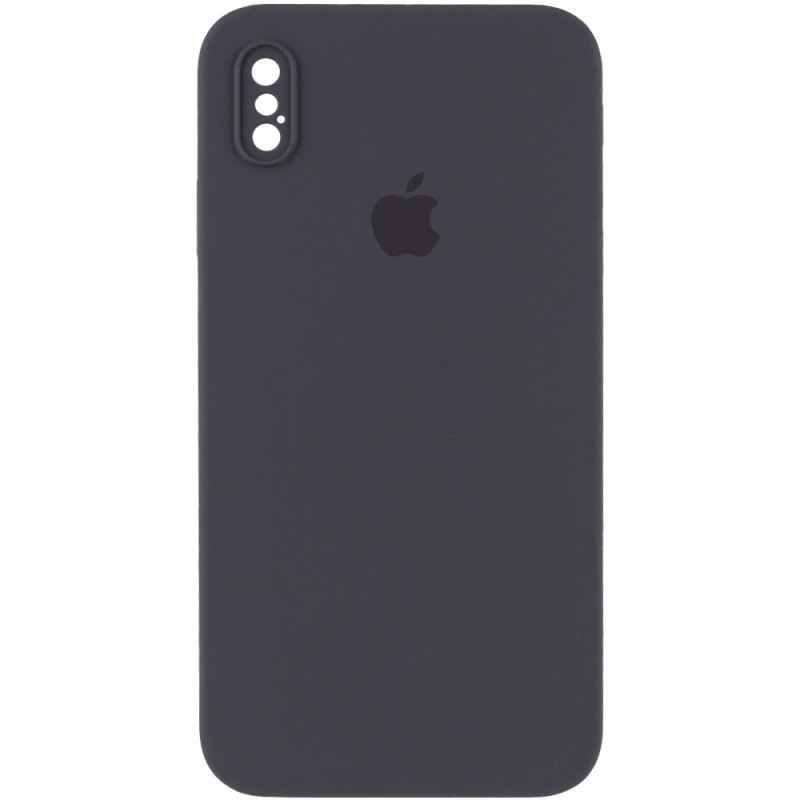 Чохол Silicone Case Square Full Camera Protective (AA) для Apple iPhone X / XS (5.8") (Сірий / Dark Gray)