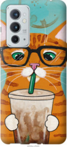Чехол Зеленоглазый кот в очках для OnePlus 9RT