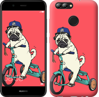 

Чехол Мопс на велосипеде для Huawei Nova 2 642834