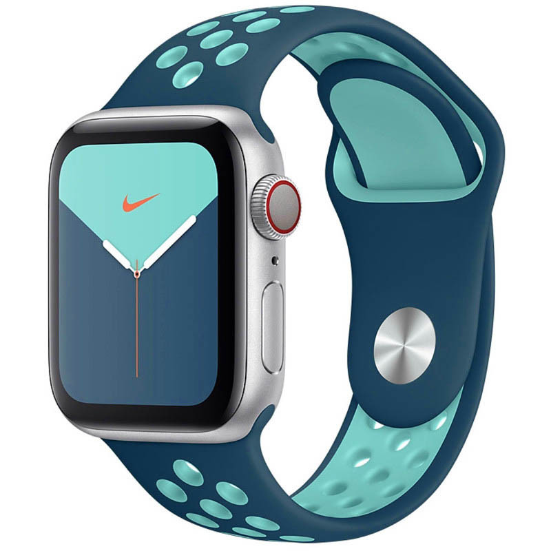 Силиконовый ремешок Sport+ для Apple Watch 38/40/41/42mm(ser.10) (Cosmos blue / Marine Green)