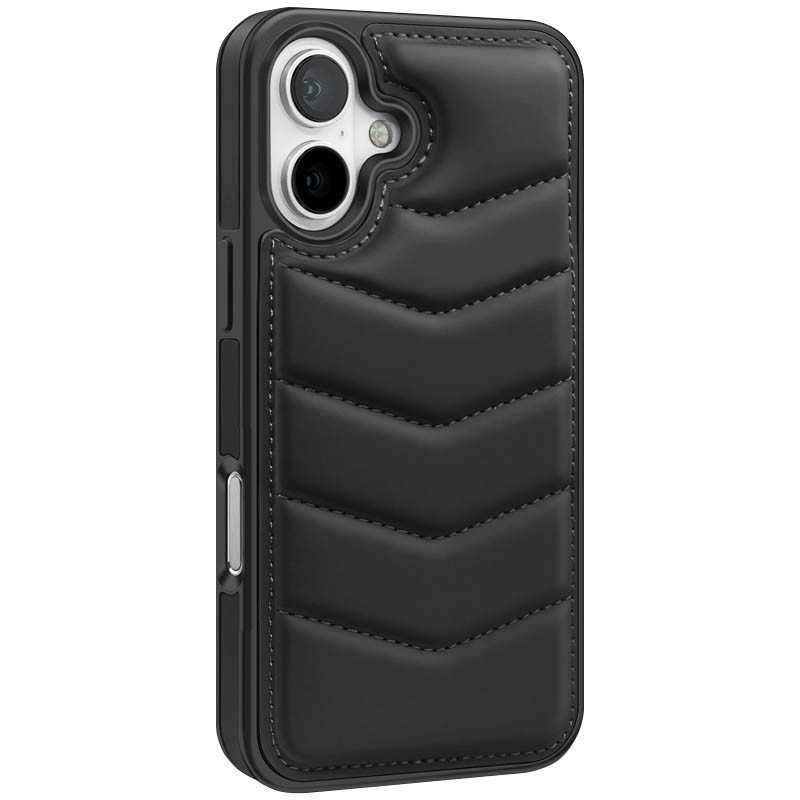 Фото Кожаная накладка Puffer with Magnetic Safe для Apple iPhone 16 (6.1") (Black) на vchehle.ua