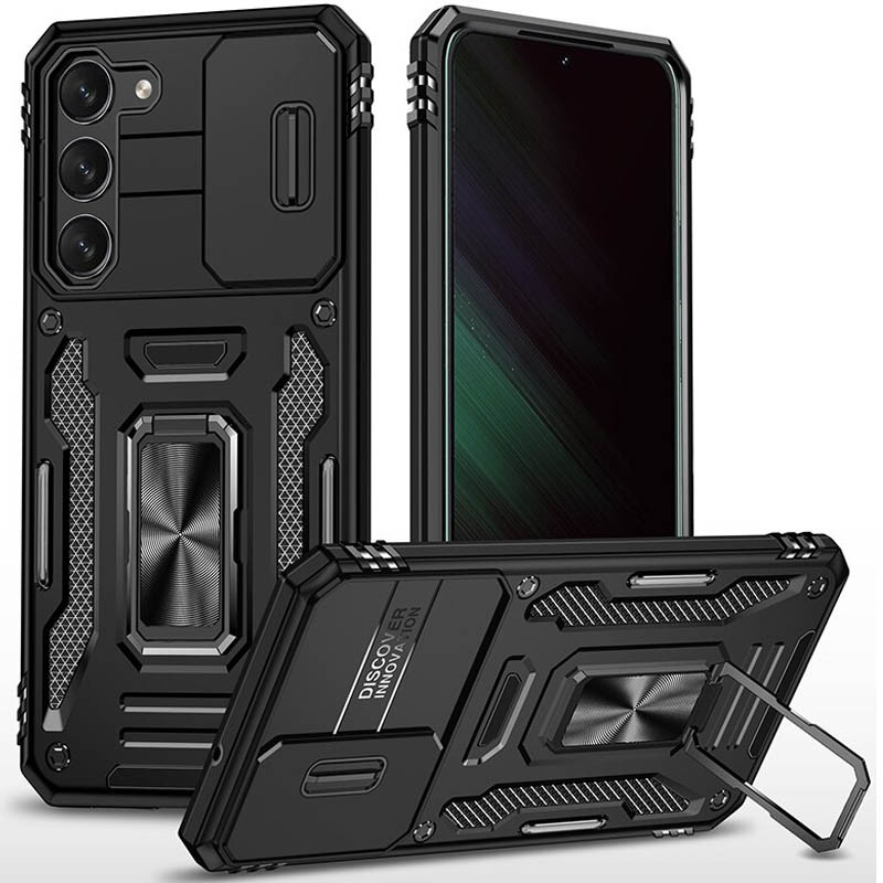 Ударопрочный чехол Camshield Army Ring для Samsung Galaxy S21 FE (Черный / Black)
