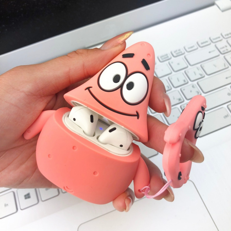 Силиконовый футляр SpongeBob series для наушников AirPods + кольцо (patrick) в магазине vchehle.ua