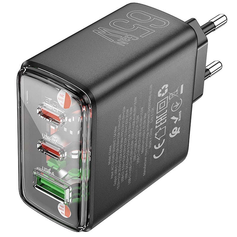 СЗУ Hoco CS44A Smart PD65W (1USB-A/2С) (Black) в магазине vchehle.ua