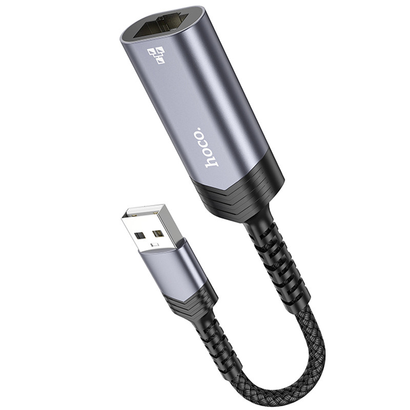 Переходник Hoco UA26 USB ethernet adapter (100 Mbps) (Metal gray) в магазине vchehle.ua