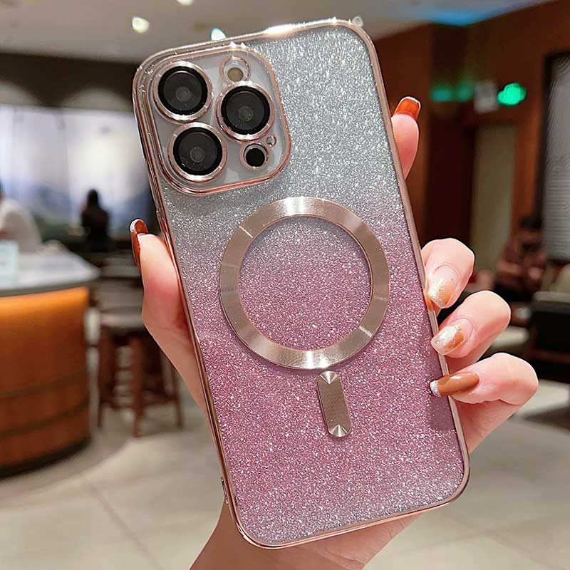 Фото TPU чехол Delight case with Magnetic Safe с защитными линзами на камеру для Apple iPhone 14 Pro Max (6.7") (Розовый / Rose Gold) на vchehle.ua