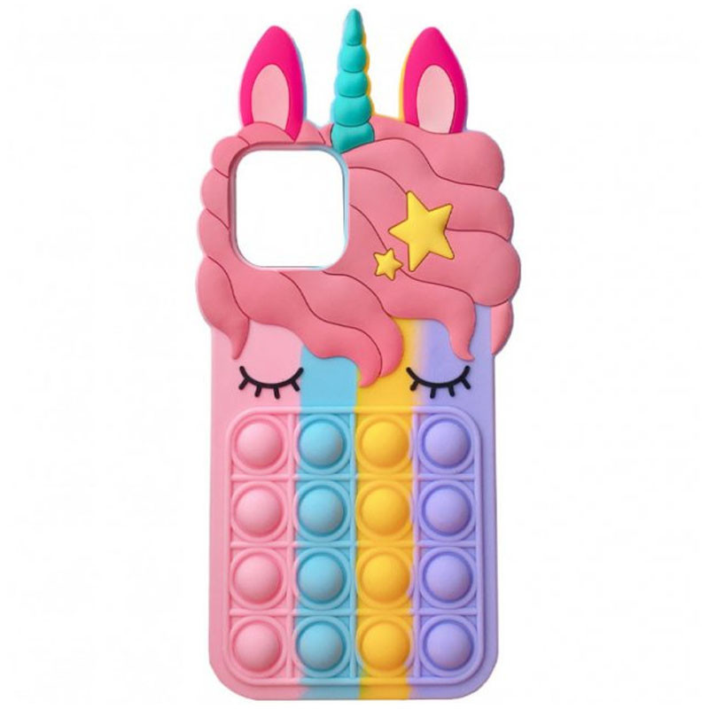 

Фигурный силиконовый 3D чехол-антистресс Pop it Bubble Unicorn для Apple iPhone 12 mini (5.4") (Разноцветный) 1186958