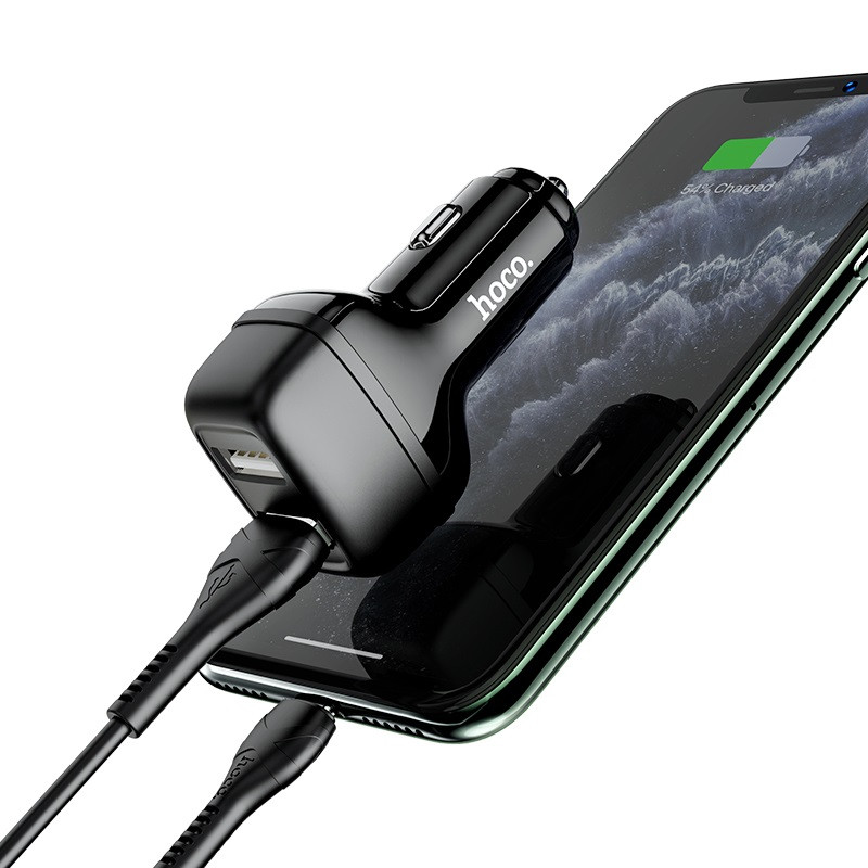 Купить АЗУ Hoco Z36 Leader 2.4A (2USB-A) + кабель USB to MicroUSB (Черный) на vchehle.ua