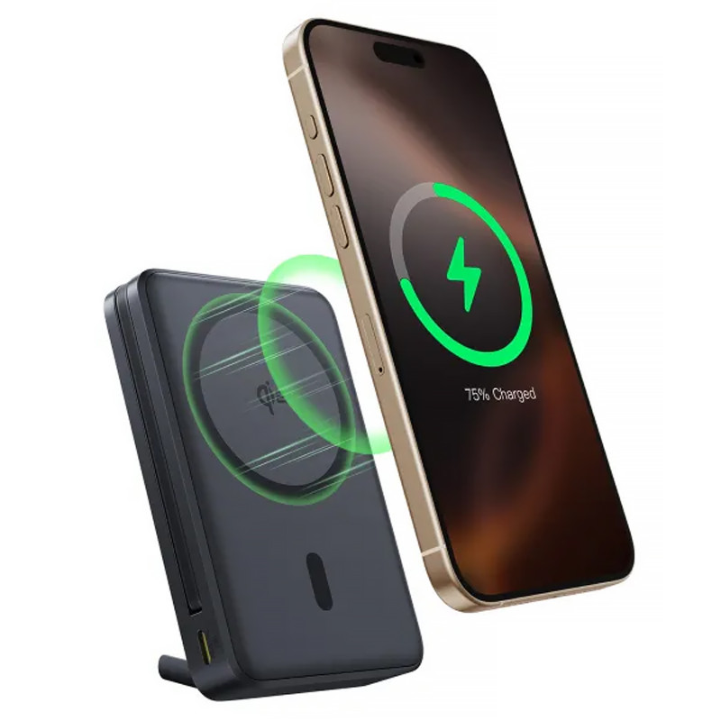 Купити Портативний ЗП Power Bank Baseus Qi2 Kickstand OS with Cable 45W з БЗУ 10000 mAh (P10078800) (Cosmic Black) на vchehle.ua