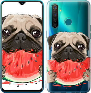 

Чехол Мопс и арбуз для Realme 5 Pro 917857