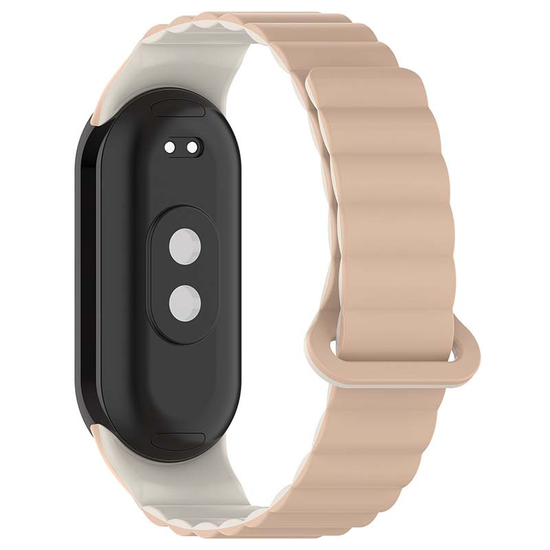 Фото Ремешок Dual-color Magnetic для Xiaomi Mi Band 9/8 (Beige / White) на vchehle.ua