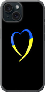 Чехол Жёлто-голубое сердце для iPhone 15