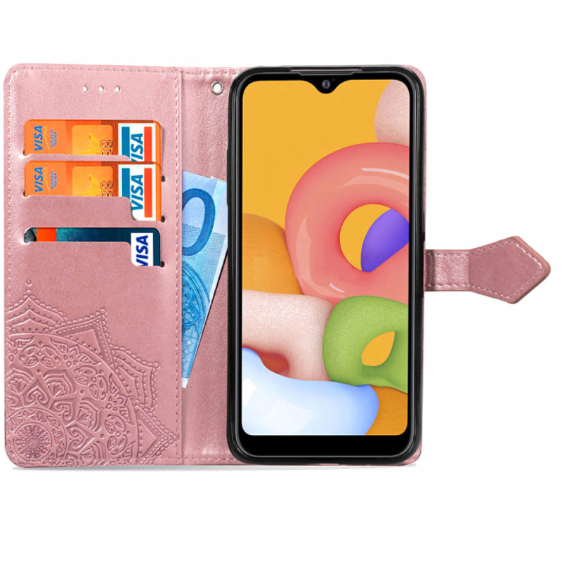 Фото Кожаный чехол (книжка) Art Case с визитницей для Samsung Galaxy A01 (Розовый) в магазине vchehle.ua