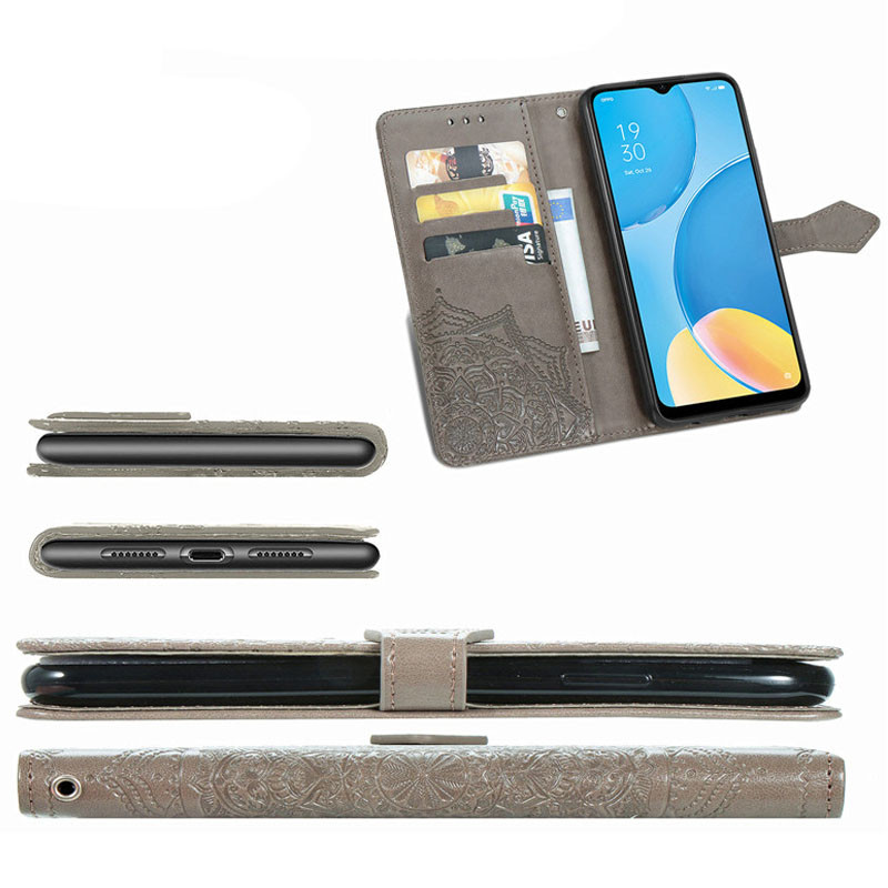 Фото Кожаный чехол-книжка Art Case с визитницей для Oppo A15 / A15s (Серый) в магазине vchehle.ua