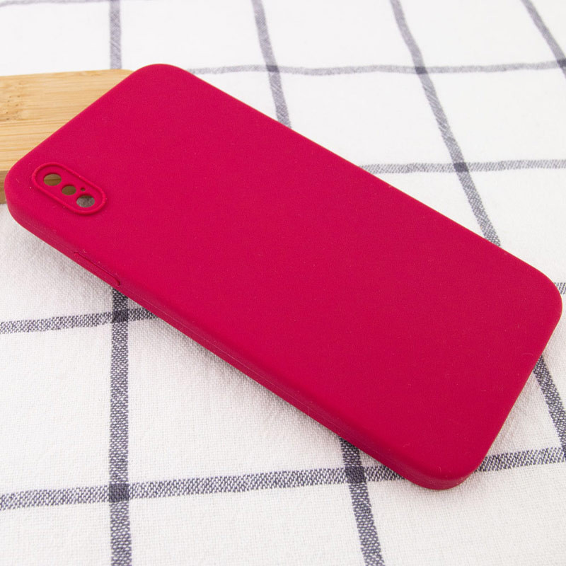 Фото Silicone Case Square Full Camera Protective (AA) NOLOGO на Apple iPhone XS Max (6.5") (Червоний / Rose Red) на vchehle.ua