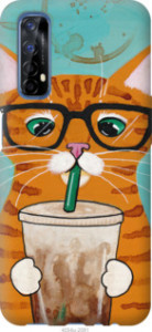Чехол Зеленоглазый кот в очках для Realme 7