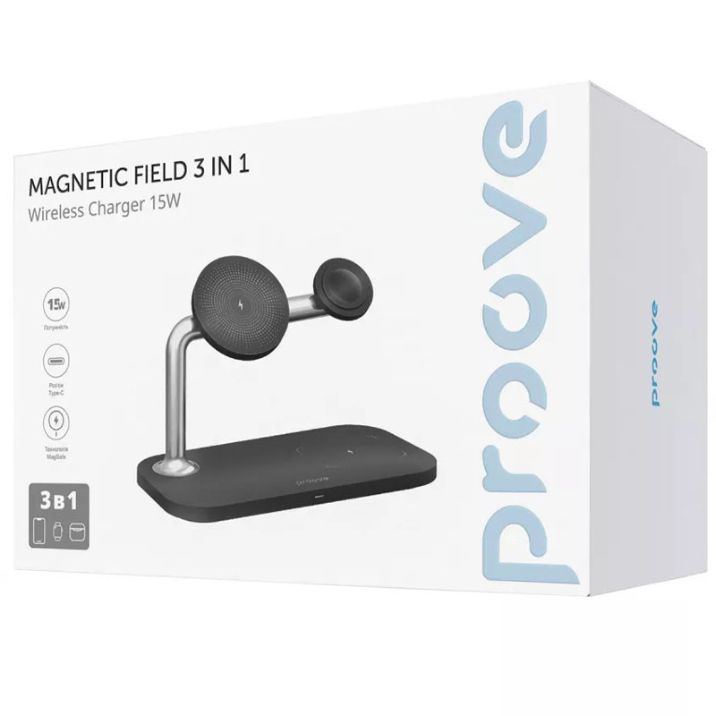 Купить БЗУ Proove Magnetic Field 3in1 (Black) на vchehle.ua