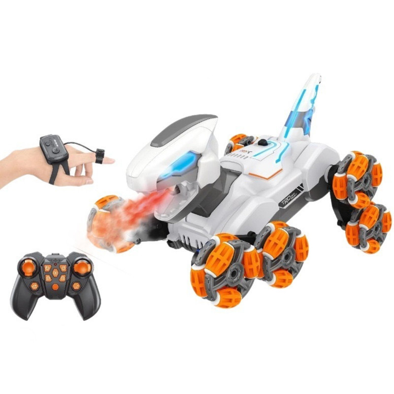 Фото Дитячий восьмиколісний динозавр на радіокеруванні SHT 2590 2.4G (with 2 remote) (Grey / Orange) на vchehle.ua
