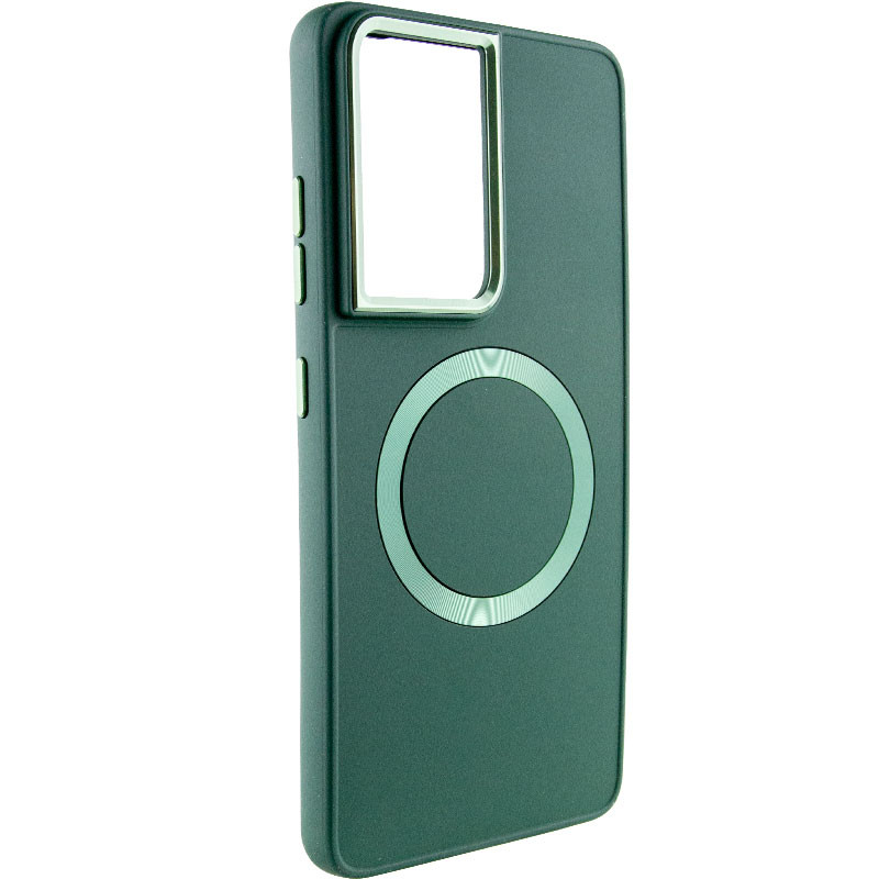 TPU чехол Bonbon Metal Style with Magnetic safe для Samsung Galaxy S21 Ultra (Зеленый / Army Green)