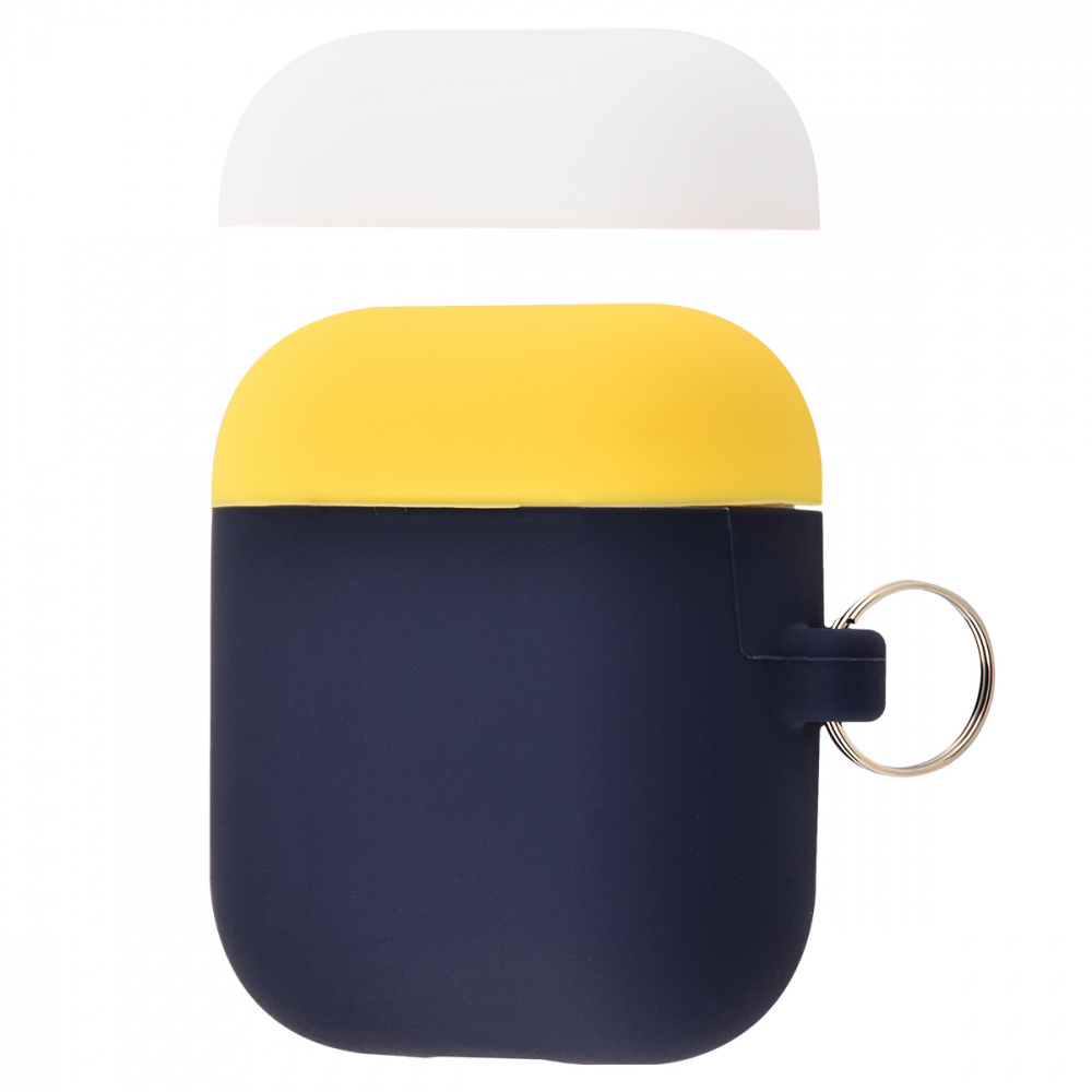 Double Colour Case for Airpods (midnight_blue_white_yellow)