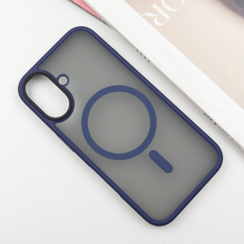 Фото TPU+PC чехол Metal Buttons with Magnetic Safe для Apple iPhone 16 (6.1") (Синий) на vchehle.ua