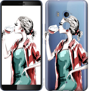 

Чохол Дівчина з келихом на HTC U11 Plus 841425