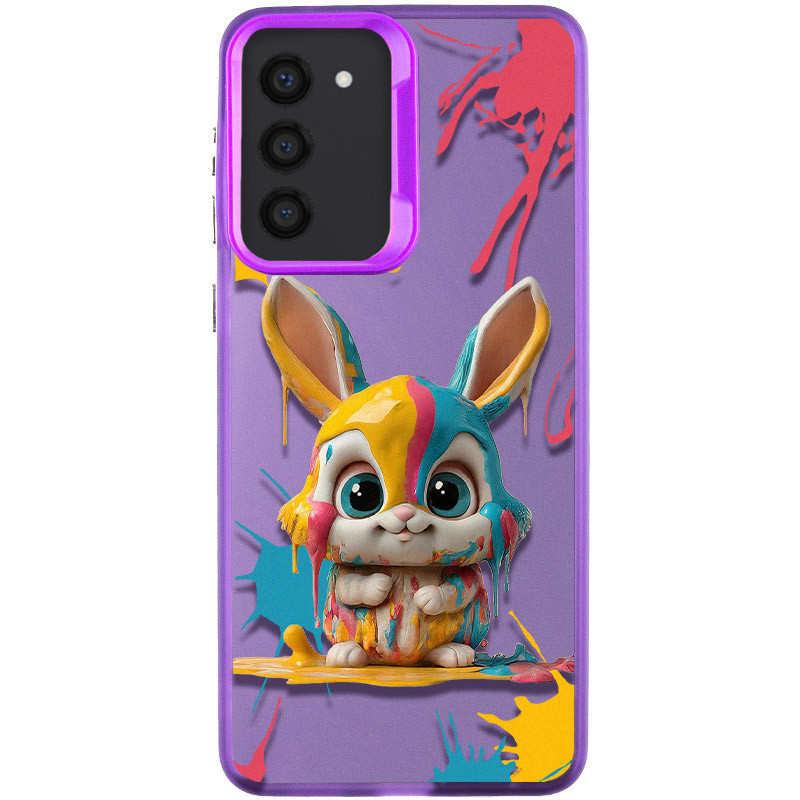 TPU+PC чехол TakiTaki Graffiti magic glow для Samsung Galaxy S23 (Funny bunny / Purple)