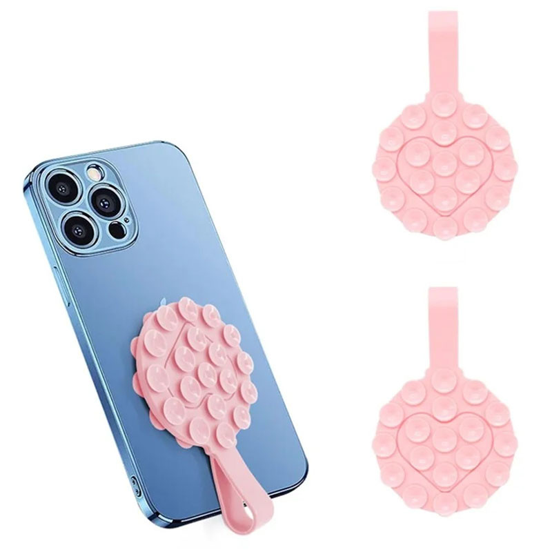 Держатель-присоска для телефона Double Side Silicone with a Strap (Pink) в магазине vchehle.ua