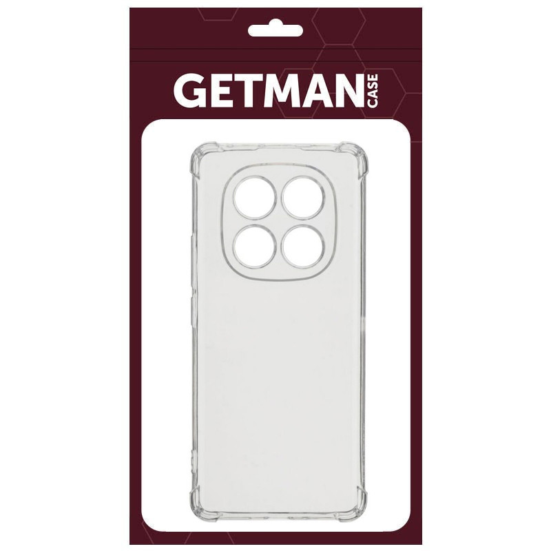 TPU чохол GETMAN Ease logo посилені кути Full Camera на Xiaomi Redmi Note 14 Pro 5G (Безбарвний (прозорий)) в магазині vchehle.ua