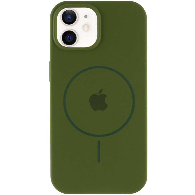 Фото Чохол Silicone Case Full Protective (AA) with Magnetic Safe на Apple iPhone 11 (6.1") (Зелений / Dark Olive) на vchehle.ua
