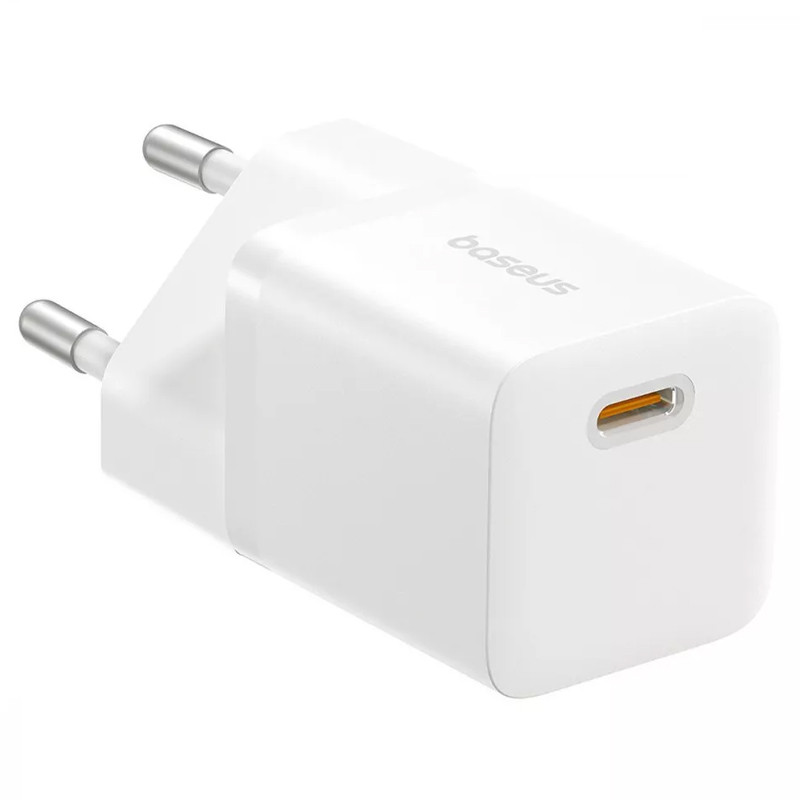Купити МЗП Baseus GaN5 Fast Charger (mini) PD20W (1USB-C) + кабель Type-C to Type-C (P10110900113) (Moon White) на vchehle.ua