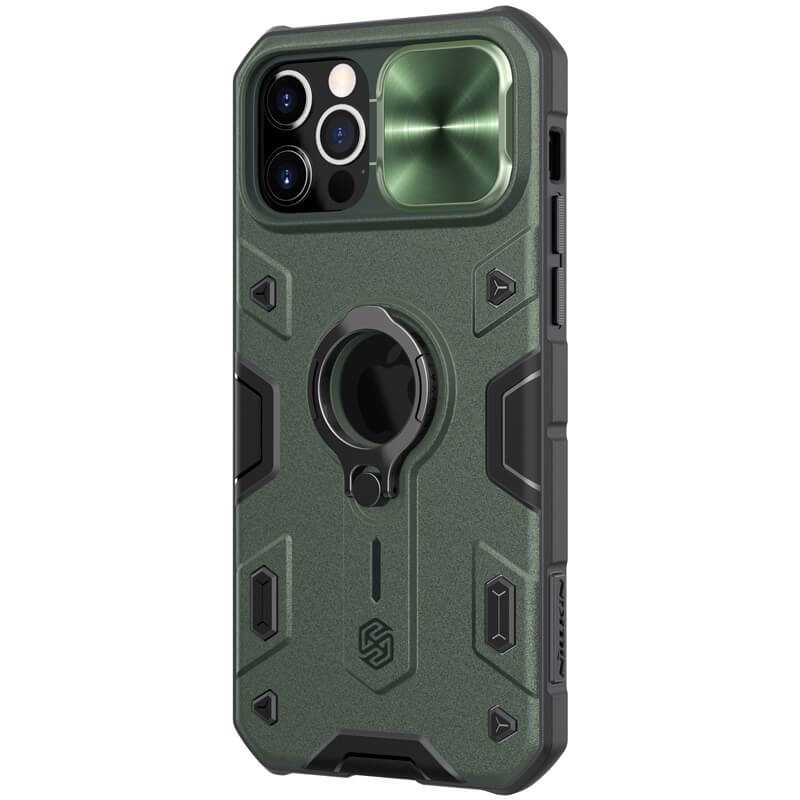 TPU+PC чохол Nillkin CamShield Armor (шторка на камеру) на Apple iPhone 12 Pro / 12 (6.1") (Зелений)